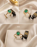 ANELLO CON SMERALDO NATURALE E DIAMANTI NATURALI, ORO GIALLO 18CT
