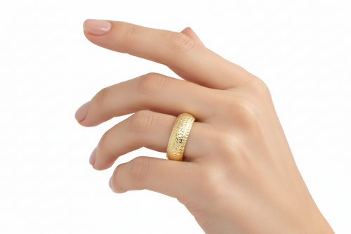 ANELLO FASCINE IN ORO GIALLO 18 CARATI MARTELLATO LUCIDO