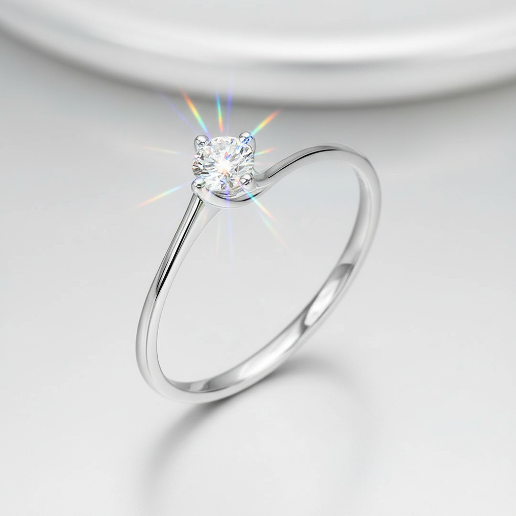 Anello solitario con diamante brillante