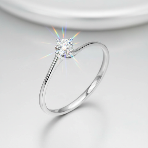Anello solitario con diamante brillante