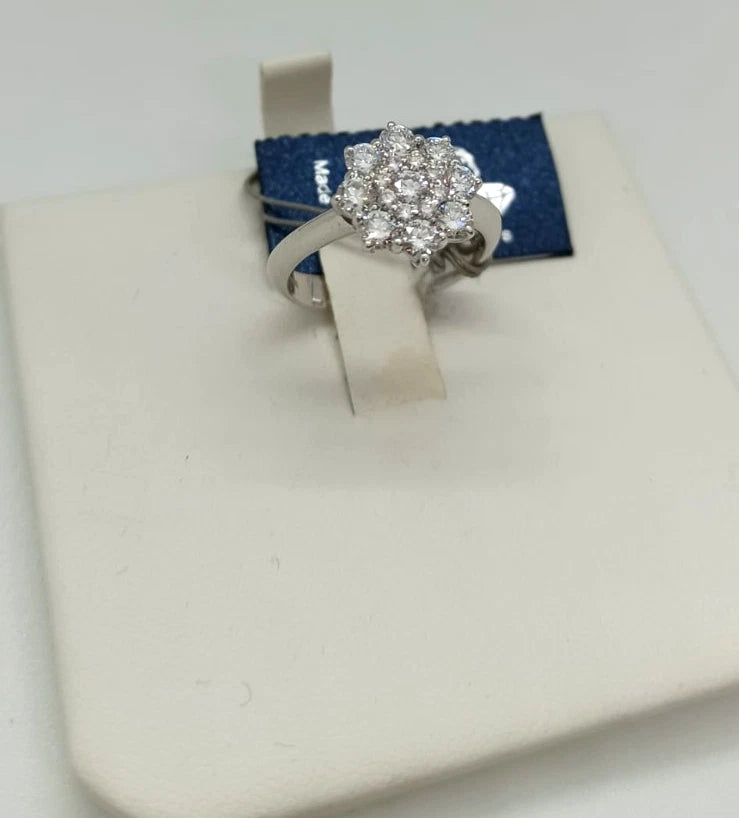 SOLITARIO ORO BIANCO 18 CARATI CON DIAMANTI FORMA MARGHERITA